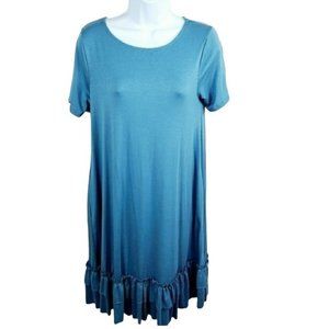 Zenana Blue Sheath Dress With Ruffles Size Small